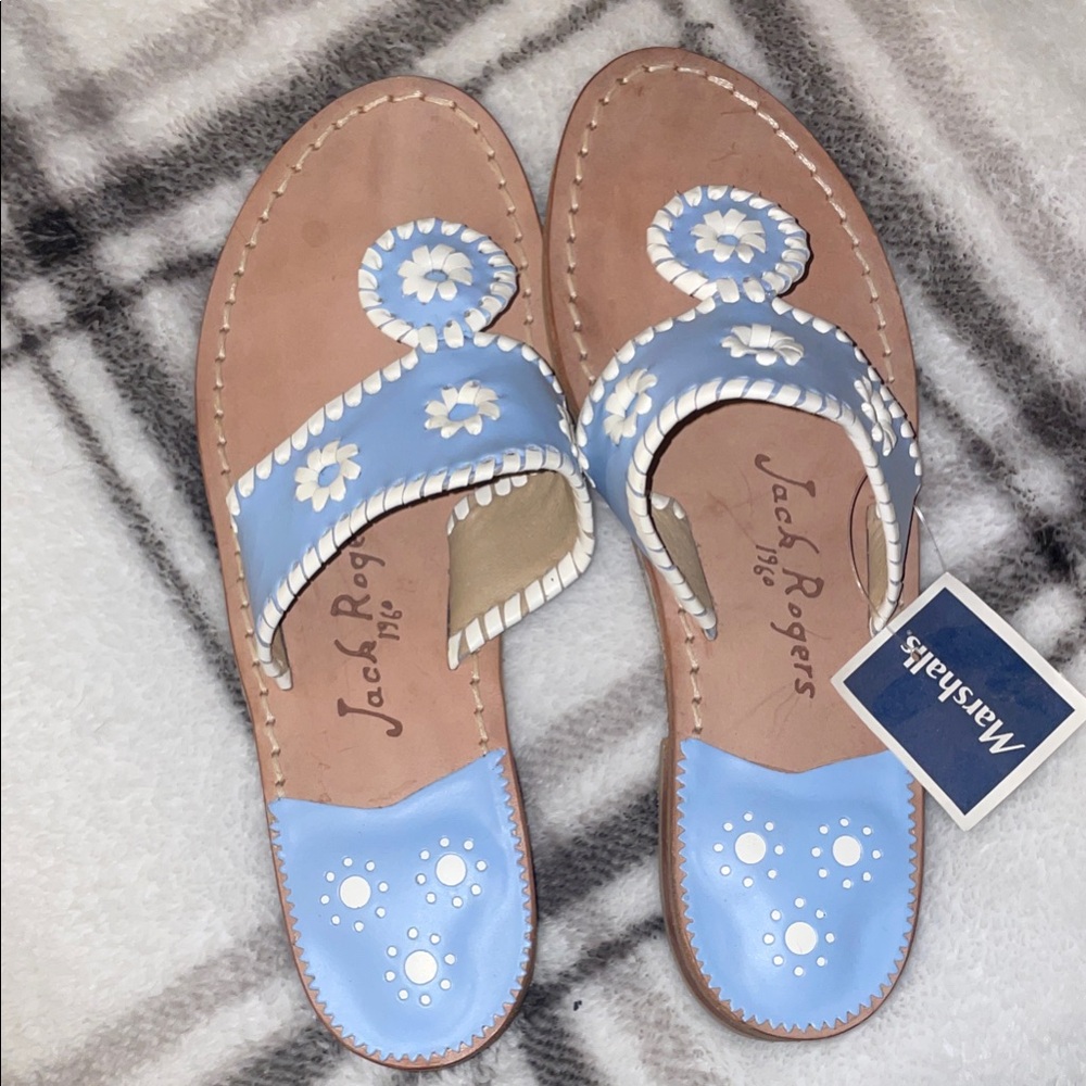 Jack Rogers Light Blue and White Floral Sandals